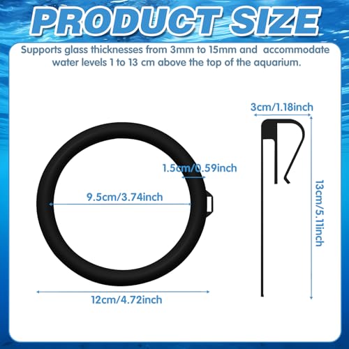 Clip On Fish Feeding Ring for Fish Tank, Non-Shedding Food Holder, Fits 3-15mm Glass, Keeps Floating FishFood in Place, Great for Betta and Rimless Tanks