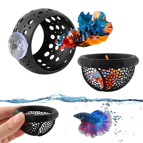2PCS Floating Bettas Hide & Shrimp Cave 3D Printed Aquarium Hammock Floating Bettas Log Cave Bett a Hammock & Shrimp Shelter(Color:Black)