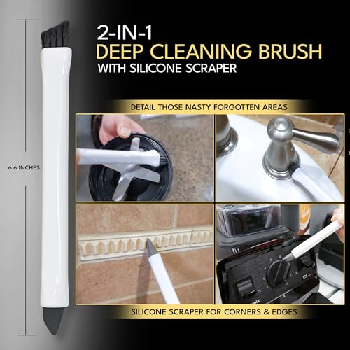 Small Cleaning Brush Set 3pcs—Crevice Brushes for Cleaning—Scrub Brushes Set with Silicone Tipped Scrub Brush—Stiff Handle Miniature Cleaning Brush for Kitchen Uensils, Tight Spaces, Tub, Shower - color: Small Cleaning Brush Set