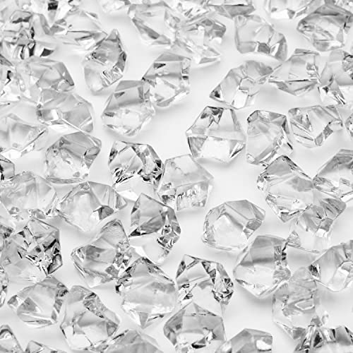 PMLAND 3Lbs Clear Acrylic Ice Rocks – 550 Pieces Bulk Decorative Fake Crushed Ice Gems for Vases Wedding Centerpieces Table Scatter Crafts & Aquarium Decor - color: Clear