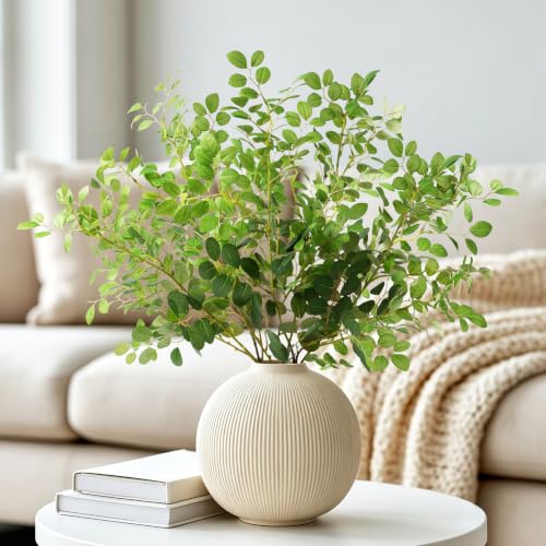 5Pcs Artificial Eucalyptus Stems Eucalyptus Leaves 27.5"（Green） | Greenery Stems Fake Leaves Fake Plants Artificial Plants Indoor Silk Greenery Applicable to Indoor Home Decor Farmhouse Decor - color: Green-yjl5