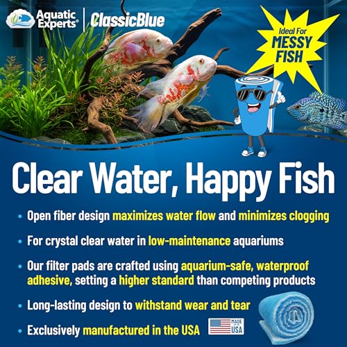 Aquatic Experts Classic Bonded Aquarium Filter Pad -12 Inches by 72 Inches by .75 Inch - Blue and White Aquarium Filter Media Roll Bulk Can Be Cut to Fit Most Filters, Made in USA - size: 12" x 72"
