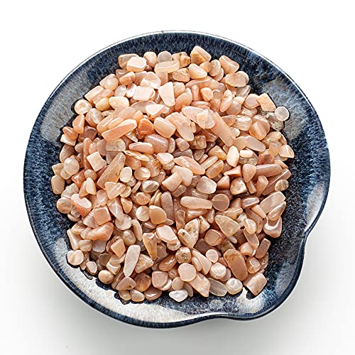 Cherry Tree Collection 1/2 Pound Polished Tumbled Gemstone Chips, Pebbles, Crystal Chips Bulk for Jewelry Making, Healing, Plants, Succulents, Aquariums, Decoration, Chakra (Pink Moonstone) - color: Pink Moonstone