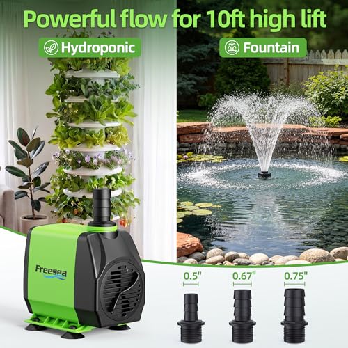 800gph Small Pond Pump: 45w Adjustable Flow Circulate 500-1200 Gal Pond 1-2 Times in 1.5 Hour - 3 Year Durable Operation Keep Water Fresh for Koi health - size: 800GPH 45Watt