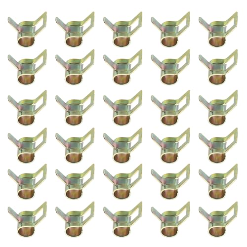 PATIKIL Spring Band Hose Pipe Clamps for 5-6 mm OD Hose, 30 Pack Silicone Vacuum Constant Tension Band Clips for Fuel Line Silicone Air Hose Tube Water Pipe, Gold - size: 5-6 mm