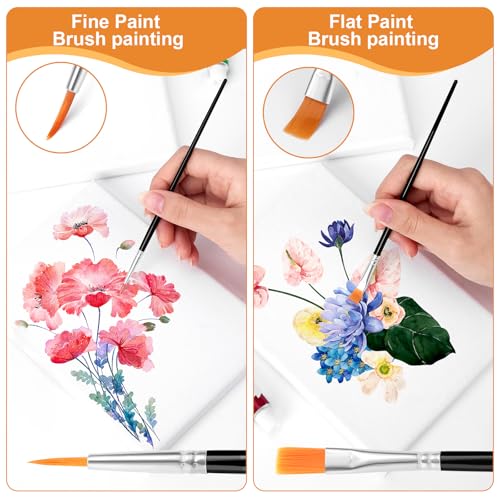 AROIC Small Paint Brushes Bulk,80 Pcs Black Nylon Hair Paint Brushes for Kids Flat Tip Round Acrylic Paint Brush Sets,Acrylic Paint Brush for Classroom Oil Watercolor Face Painting Touch Up - color: Black, size: 0.7 cm