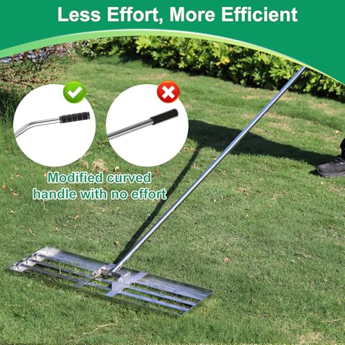 30"x10" Lawn Leveling Rake, Heavy Duty 304 Stainless Steel Lawn Leveler w/ 6.5ft Ergonomic Handle, Effort Saving Soil Tool for Dirt, Sand, Compost, Topdressing & Garden - style: 30x10inch-6.5FT