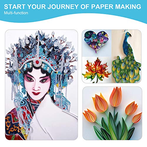 KITANIS 14Pcs Paper Quilling Tool and Supplies, Include 5Pcs Double Head Indentation Pens, 4Pcs Slotted Pens, 2Pcs Bone Folder Tools, Awl, Tweezer and Curling Coach for Card Making, Bookbinding - color: 14P bule