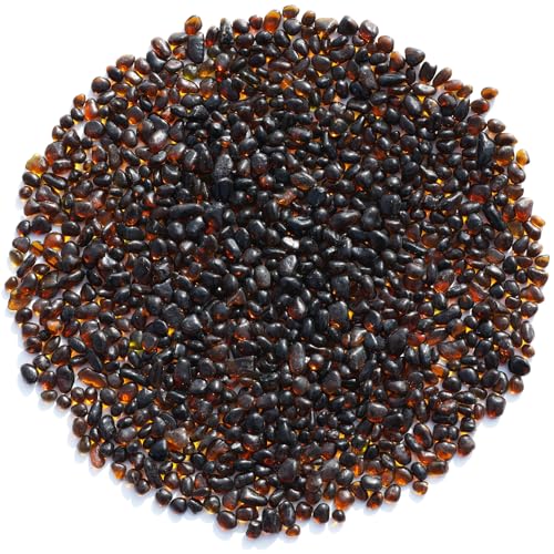 QYGL Sea Glass Stones - Brown Clear Glass Pebbles Gemstones - Perfect for Aquarium Rocks, Fish Tank Gravel, Vase Fillers, DIY Crafts, and Home Decor (0.9LB/14oz) - color: Brown
