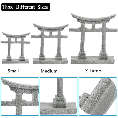 livelyfish Aquarium Decorations Asian Japanese Shinto Torii Gate Fish Tank Decorations Miniature Shrine Japan Style Ornament Underwater Landscape Decoration (X-Large) - size: X-Large-1