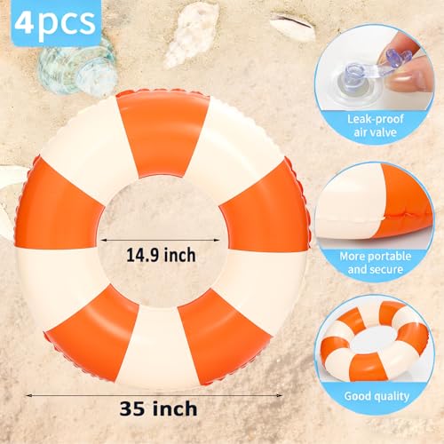 2 PCS Inflatable Pool Floats for Swimming Pool Party Lake Beach Adults - Floaties Pool Tubes Swim Rings Tubes Floaties for Beach Pool Party Decorations - color: Orange, size: 29"