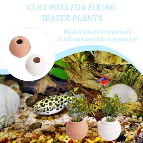 Saim Aquarium Mini Ceramic Pots Decoration Fish Tank Accessories Anti-Floating Aquarium Plant Weights Plant Holder for Fish Tank