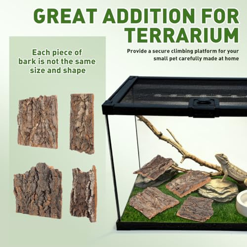 Zerodeko Cork Bark, Cork Bark for Terrarium, Reptile Climbing Platform Natural Tree Decor for Terrariums Snake Hide Lizard Habitat Accessories