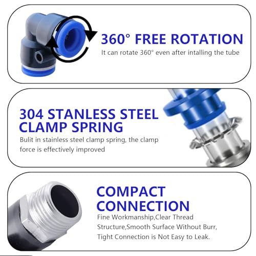108 Pcs Quick Connect Air Hose Fittings Kit - 1/8" to 1/2" NPT Thread Push To Connect Fittings for Workshops - size: 108PCS PBT Plastic & Copper