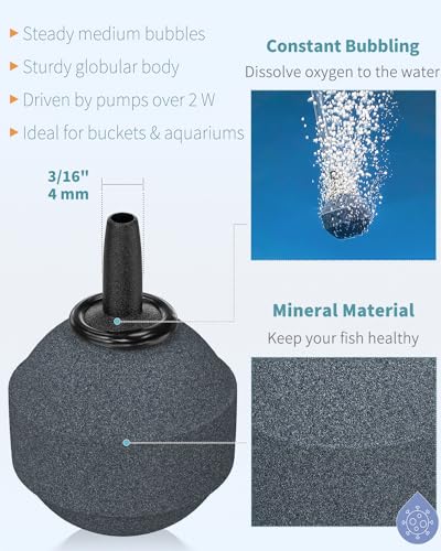 Pawfly Aquarium 1.2 Inch Air Stone Ball Bubble Diffuser Release Tool for Air Pumps Fish Tanks Small Buckets and Koi Ponds, 6 Pack - size: 1.2 Inch