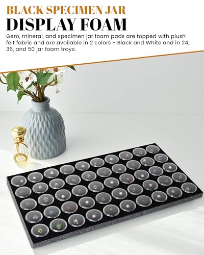 Novel Box Gem Jars 50 Small Size Gemstone tray | Black Tray Foam Sheet 14.5X7.8X0.75 | Jewelry Display Rock Storage Box Insert | Gemstone display Trays for Collectibles - color: Black Foam Liner With 50 Gem Jars