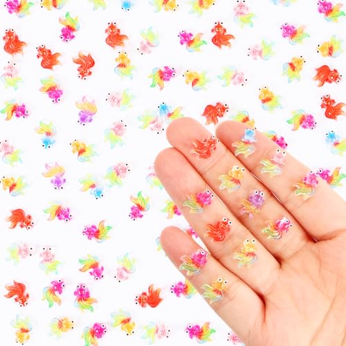 100 Pieces Tiny Goldfish Decor for Dollhouse Miniatures Resin Animals for Crafts Tiny Things for Fairy Garden Micro Landscaping Decoration