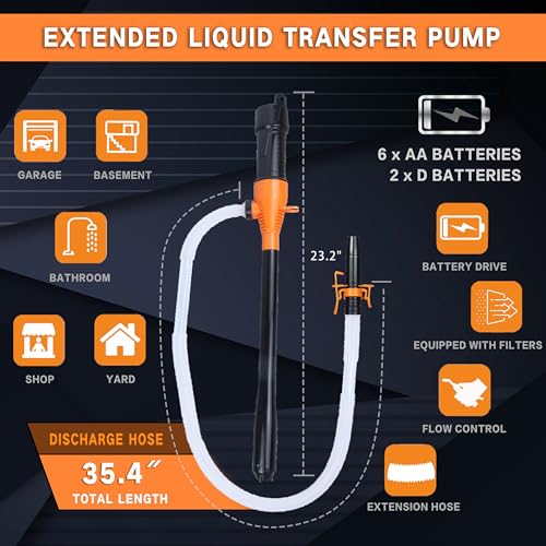 SOLALI Portable Battery Powered Gas/Liquid Transfer Pump, Battery Operated Fuel/Water Transfer Pump Up to 2.2 Gallons per Min, Electric Siphon Pump for Gas Fuel Water - style: Locking clip pump