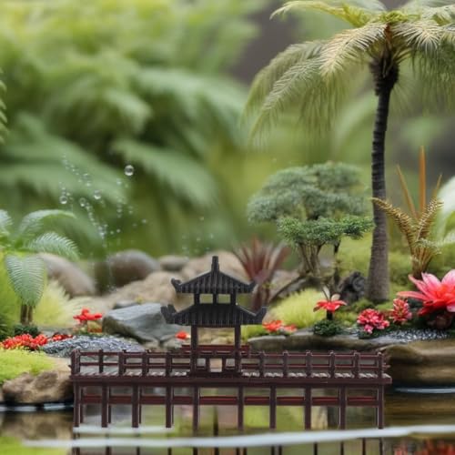 Miniature Pavilion Model Chinese Style Bridge Ornament for Aquarium and Bonsai Decor Compact Ancient Architecture Statue for Micro Landscape