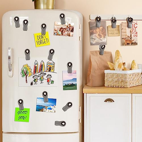 10PCS Magnetic Chip Clips Airtight Seal Reusable Grey Bag Clips for Food Storage Heavy Duty Plastic Food Clip for Refrigerator,Fridge,Snack, Kitchen,Bread Bag,Garden,Clothes Pins Home Decor - color: Gray