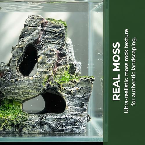 Artificial Moss Rock Cave Aquarium Decor, Fish Tank Hideout, Mountain Terrain Ornament