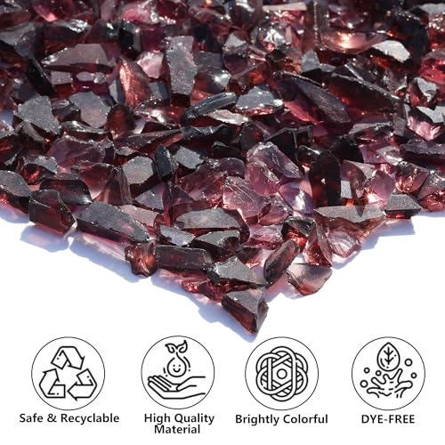 QYGL Crushed Glass - 2.1LB Purple Broken Glass Pieces 3-6mm, for Resin Art, DIY Crafts, Home Decor, Vase Fillers, Tabletop Fire Pit, and Aquarium Rocks - color: Purple