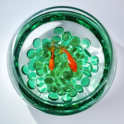 CYS EXCEL Green Glass Gemstone Beads Vase Fillers (2 LBS) Flat Marble Beads Multiple Color Choices Aquarium Decor Rocks Floral Stones Decorative Mosaic Glass Gem Pebbles - color: Green, size: 2 lb