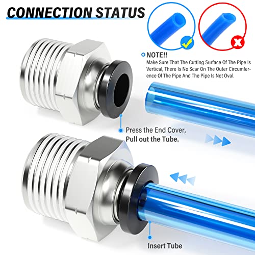 TAILONZ PNEUMATIC Male Straight 1/4 Inch Tube OD x 3/8 Inch NPT Thread Push to Connect Fittings PC-1/4-N3 (Pack of 20) - size: 1/4"OD x 3/8"NPT