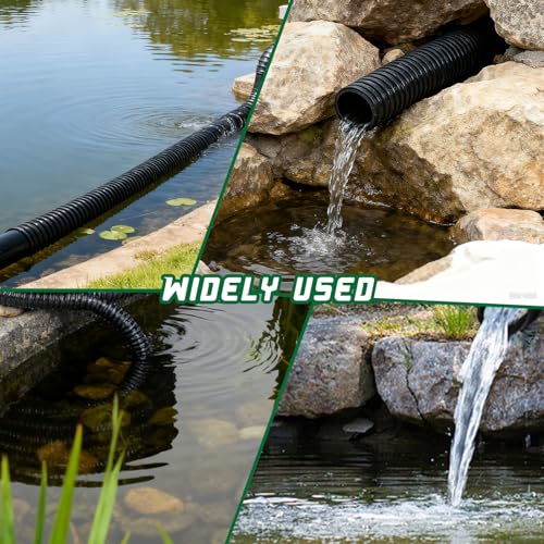 Pond Tubing 1-1/2” × 50 Feet Black Flexible PVC Pond Hose,Garden Pond PVC Tube - Reinforced, Kink-Resistant Tubing for Pumps, Fountains & Waterfalls, with 4 Clamps,1-1/2" Dia - size: 1-1/2 Inch, style: 50FT