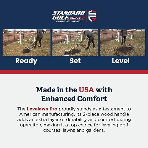 Standard Golf Levelawn Tool – 22 Inch Lawn Leveling Rake With 48 Inch Handle | Effortlessly Level Golf Courses, Lawns, & Gardens | Easy Assembly, Durable Stainless Steel Tray | Perfect For At Home Use - style: 22"