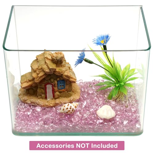 Glass Stones, 1Lb/460g Irregular Sea Glass Dercorative Rocks Non-Toxic Artificial Crystal Pebbles for Aquarium Decoration/Vase Filler/Table Scatter/Handcraft/Jewelry Making/Gems Display, Pink - color: Pink