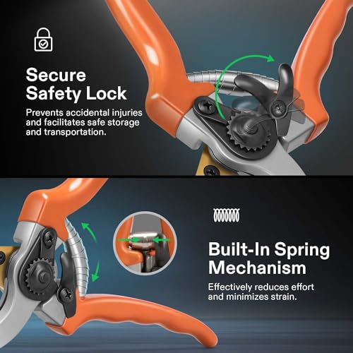 VIVOSUN 8" Bypass Pruning Shears for Gardening, Heavy-Duty Garden Scissors, Ultra Sharp Pruners with 3/4 in. Cut Capacity, Garden Clippers for Pruning - style: Bypass Pruner
