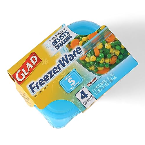 Glad Food Storage Containers - Glad FreezerWare Container - Small - 24 Ounce - 4 Containers - size: 4 Count (Pack of 1)