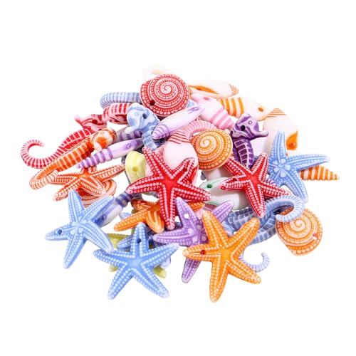 Angoily Fake Seashells 48PCS Mini Resin Sea Animals Figures, Micro Landscape Ornaments, Marine Creatures Decorations for Crafts Aquarium, Terrarium, DIY Beachy Home Decor