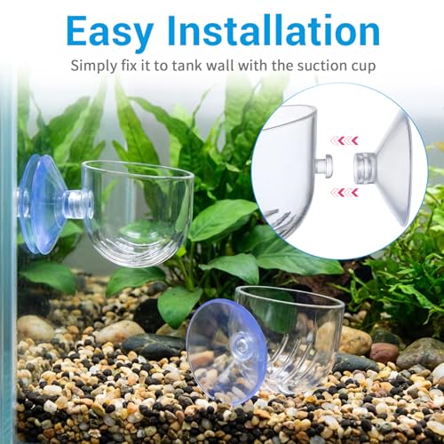 3 Pcs Aquarium Plant Holder, 2 Sizes Fish Tank Aquatic Plant Pot with Suction Cups, Red Worm Fish Feeder, Acrylic Clear Round Betta Tank Accessories for Water Feature Decoration