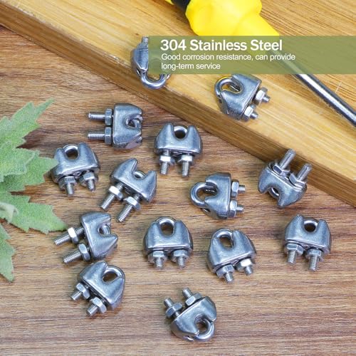 4pcs M2 Wire Rope Clamp, 1/16 inch Cable Clamps Stainless Steel Wire Rope Clips - size: M2
