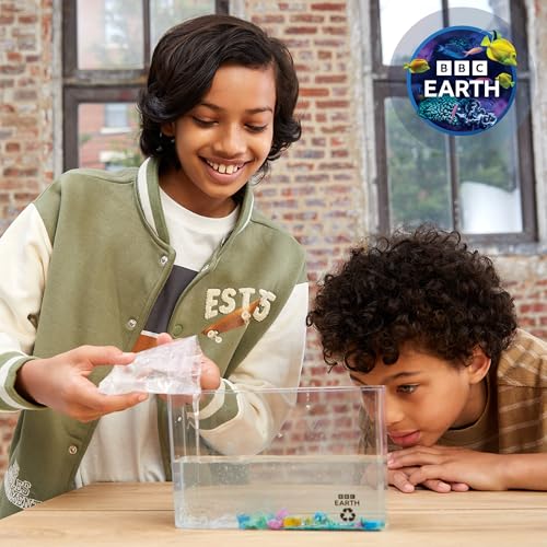 BBC Earth Grow & Discover Crystal Aquarium, Grow Colorful Cave-Like Crystal Formations Inside Reusable Tank, Magic Rocks, STEM Toys, Unique Crystal Growing kit, Science Experiments for Kids 6-8