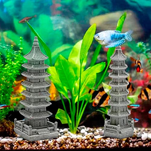 Saihisday 3PCS Mini Pagoda Sandstone Sculpture, Chinese Zen Pagoda Figurines for Garden, Office Home Desktop Decor - size: Hexagon Pagoda Statue