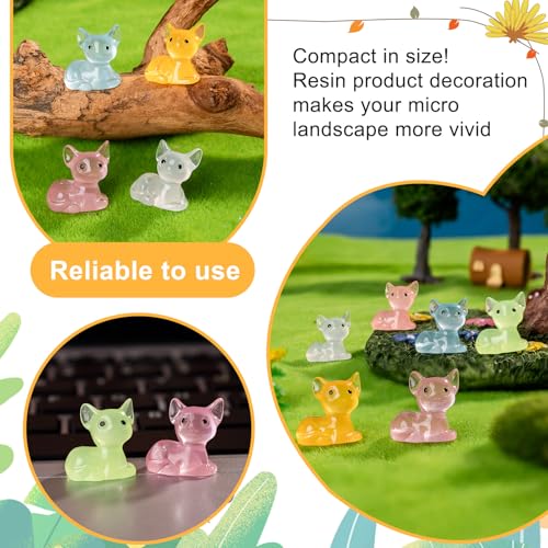 60 pcs Mini Resin Fox Many Styles Variety Tiny Luminous Animals Figures Miniature Little Small Animal Figurines Bulk for Micro Fairy Garden Landscape Accessories Hide Crafts Decor Aquarium - color: Fox-60p