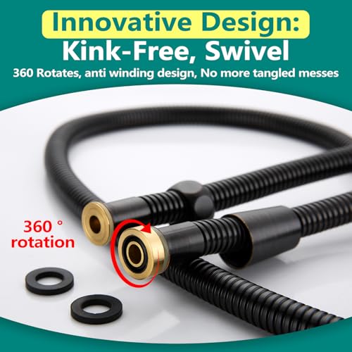 TRIPHIL Kink-free Shower Hoses Extra-long for Handheld Showerhead Hose Replacement Flexible Metal Shower Tube Extension Anti-twist 2 Brass Connectors Stainless Steel Sleeve Oil Rubbed Bronze 79 Inch - color: Oil Rubbed Bronze, size: 79 Inches