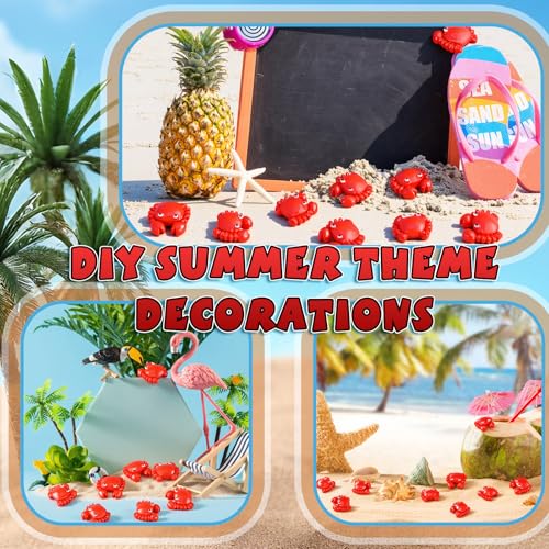 RoundFunny 100 Pcs Mini Resin Figurine Tiny Resin Models Small Fake Sea Creature Models for Early Education Teaching Aids, Boil Party Photo Props and Tabletop Decor (Crab)