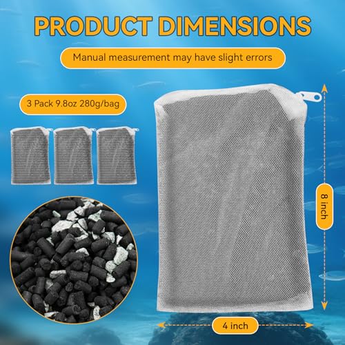 3 Pack 8 Oz Pro-C Mixed Aquarium Canister Filter Media Bag (Activated Carbon + Zeolite) for Penn-Plax Cascade Filter Parts, Also fits Eheim ECCO, Eheim Pro/Pro II, AquaClear 500 and FilStar Canisters