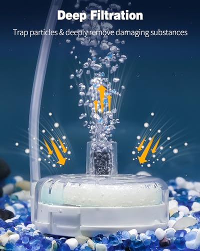 Pawfly Mini Aquarium Sponge Filter, Fish Tank Internal Filter with Foam and Air Stone Submersible Bio Sponge Filter for Fish Tanks up to 5-20 Gallon (Air Pump Not Included) - size: Medium