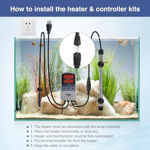 hygger Marine 500W Titanium Aquarium Heater for Salt Water and Fresh Water,Digital Submersible Heater with External IC Thermostat Controller and Thermometer,Fish Tank Heater for Fish Tank 60-120Gallon - size: 500W (60-120 gallon)