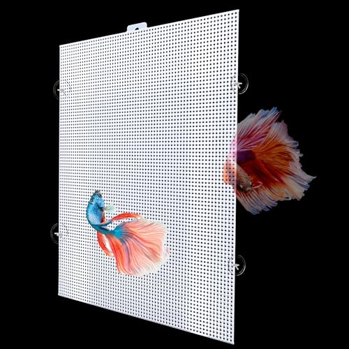 2 Sets Fish Tank Divider with Self-Adhesive Hook and Ties, Plastic Cuttable Aquarium Grid Plate DIY Adjustable Fish Separator Accessories 13 x 17.3 Inch (Large)
