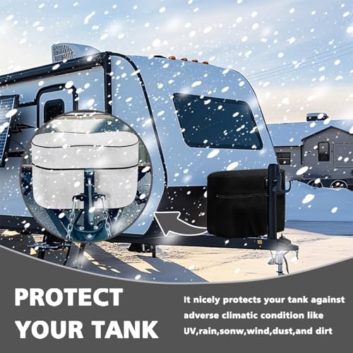 Black Camper Dual 20lb RV Propane Tank Cover Travel Trailer Propane Tank Cover Waterproof Heavy Duty Propane Gas Cylinder Covers - color: Black, size: S(20LB)