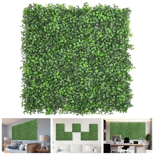 TANG 20"x20"-1PC Artificial Greenery Boxwood Panels Grass Wall Panel, Faux Privacy Fence Ivy Screens Backdrop Fake Hedge for Indoor Outdoor Wedding Décor, Dark Boxwood - color: Dark Boxwood, size: 20"x20"