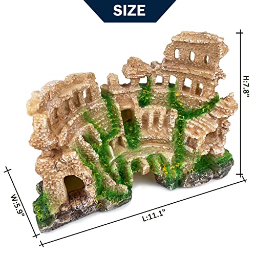 Antique Roman Column Ruin Aquarium European Castle Decoration for Fish Tank Castle Cave Hideouts Rocks Plants Supplies Accessories Safe for Freshwater and Saltwater Fish Tanks – Large - color: Antique Roman Column Ruin
