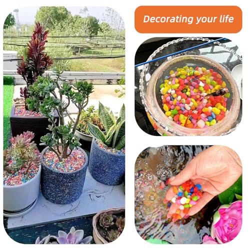 Orange Pebbles for Crafts, 0.9 Pound Natural Polished Aquarium Gravel, Decorative Pebbles for Indoor Plants, Turtle Tank, Vase, Succulents Cactus, Garden Landscaping - color: Orange