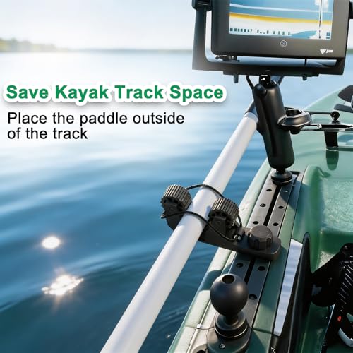 Huntury Kayak Paddle Holder, Save Kayak Track Space, Fishing Net, Fishing Poles Holder for Fishing, Track Mount Accessories